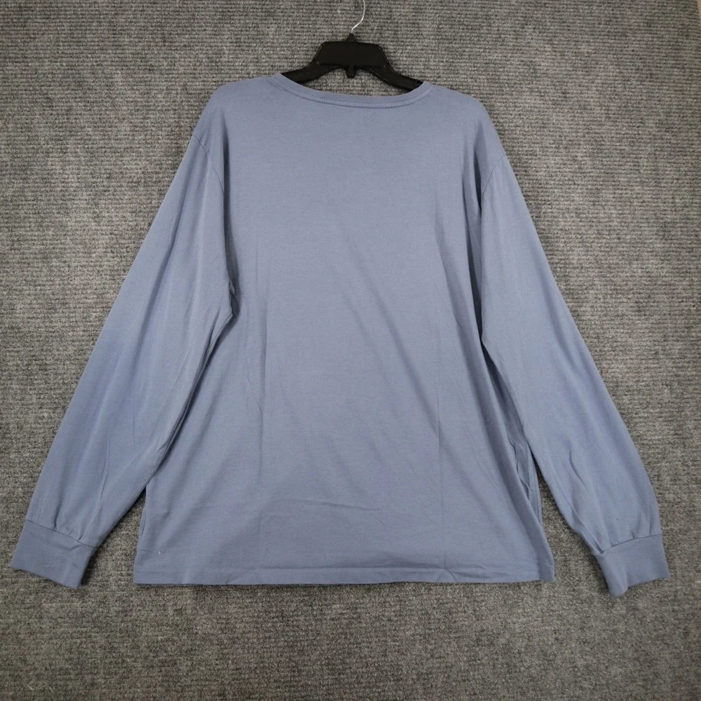 Polo Ralph Lauren V-Neck T-Shirt Mens XL Blue Long Sleeve Pony Logo Casual Wear